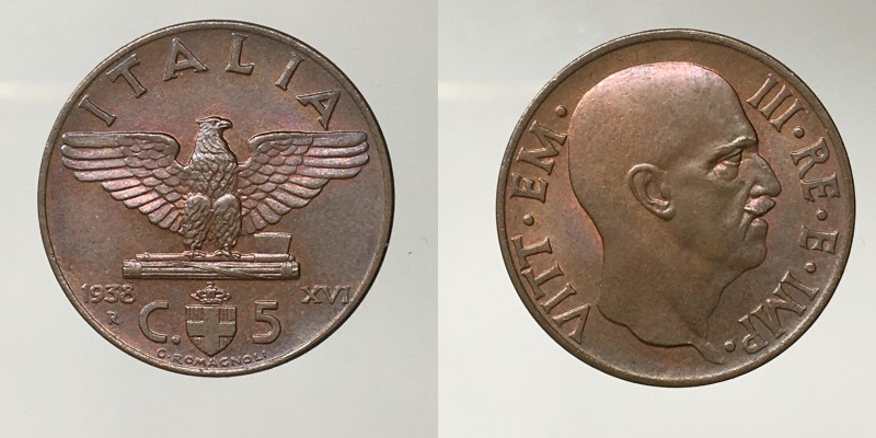 Vittorio Emanuele III 5 centesimi 1938 qFDC