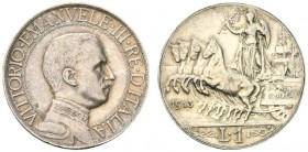 Vittorio Emanuele III. 1 lira 1913 Roma Ag.5g BB+