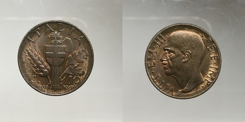 Vittorio Emanuele III. 10 centesimi 1939 XVII FDC