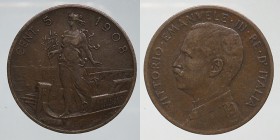 Vittorio Emanuele III. 5 centesimi 1908. Rara. MB-BB