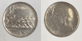 Vittorio Emanuele III. 50 centesimi 1924 contorno rigato.Raro MB-BB