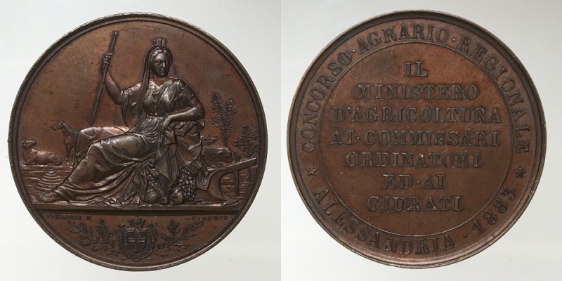 Alessandria. Concorso Agrario Regionale 1883. AE bronzo 31g 40,5mm