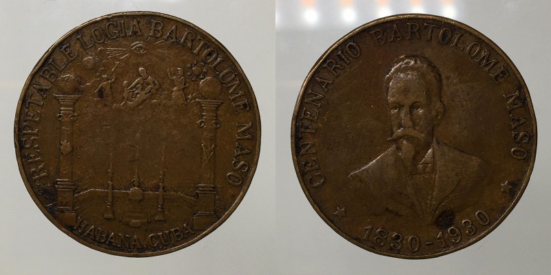 Cuba. Token/medal 1930. Loggia massonica del Generale Maso bronzo 10,90g 32 mm r...