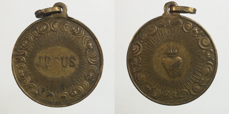 Medaglia religiosa JESUS firmata De Gregorio Napoli 9,55g 31,4mm AE dorato