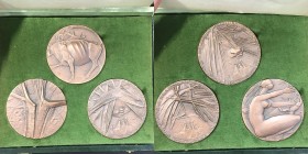 San Marino. Trittico di medaglie in bronzo FAO 1979. AE 70,6mm ca.180g cad. Opus Angelo Grilli