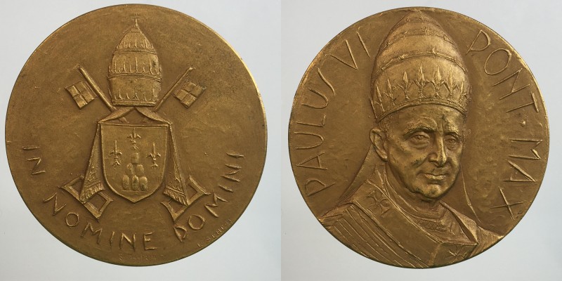 papali. Paolo VI. Medaglia anno I. IN NOMINE DOMINI. AE dorato 35,55 g 44,2mm