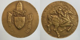Papali. Paolo VI. Medaglia FOLGORAZIONE DI SAN PAOLO 1963. AE dorato 36,4g 44mm. Opus Scorzelli