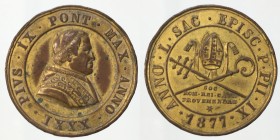 Papali. Pio IX. 1877 Giubileo Episcople. AE dorato 15,09g 31,4mm