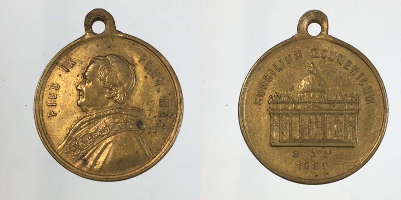 Papali. Pio IX. Concilium Ecumenicum 1859 AE dorato 4,00g 23,6 mm