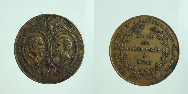Savoia. Vittorio Emanuele II alleanza franco-sarda 1859. medaglietta risorgiment...