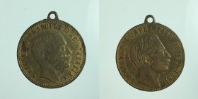 Savoia. Vittorio Emanuele III re d'Italia e Guglielmo II Jmperatore di Germania. Bronzo dorato 3,83g 27,2mm