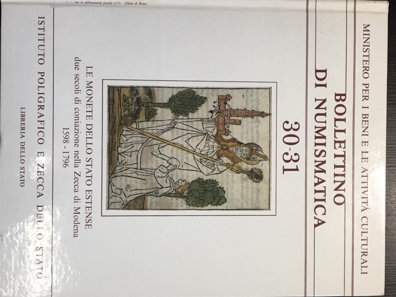 AA. VV. - Bollettino di Numismatica n. 30-31 anno 1998. Istituto poligrafico e z...
