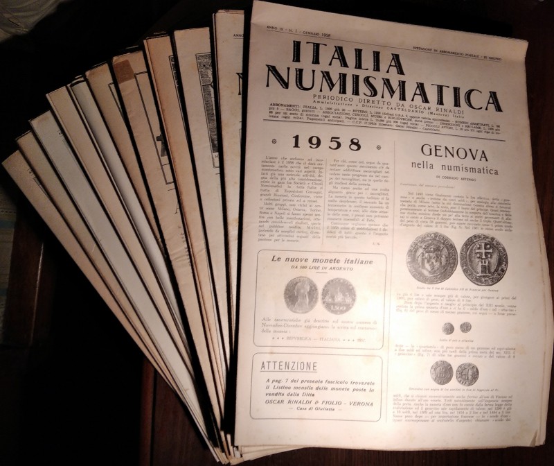 ITALIA NUMISMATICA Rivista diretta da Oscar Rinaldi – 11 Annate complete. Anni 1...