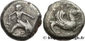 CALABRIA - TARAS
Type : Nomos, statère ou tridrachme 
Date : c. 500-480 AC. 
Mint name / Town : Tarente, Calabre 
Metal : silver 
Diameter : 17  mm
Or...