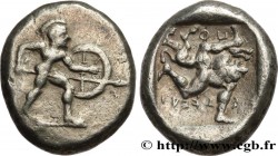 PAMPHYLIA - ASPENDOS
Type : Statère 
Date : c. 465-430 AC. 
Mint name / Town : Aspendos, Pamphylie 
Metal : silver 
Diameter : 22  mm
Orientation dies...