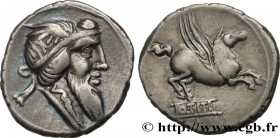 TITIA
Type : Denier 
Date : 90 AC. 
Mint name / Town : Rome 
Metal : silver 
Millesimal fineness : 950  ‰
Diameter : 17,5  mm
Orientation dies : 8  h....