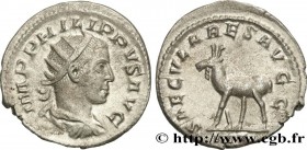 PHILIPPUS II
Type : Antoninien 
Date : 248 
Mint name / Town : Rome 
Metal : billon 
Millesimal fineness : 450  ‰
Diameter : 22  mm
Orientation dies :...