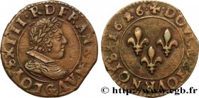 LOUIS XIII
Type : Double tournois, 3e type de Poitiers 
Date : 1626 
Mint name / Town : Poitiers 
Metal : copper 
Diameter : 21  mm
Orientation dies :...