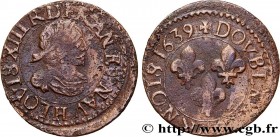 LOUIS XIII
Type : Double tournois, type 12 de La Rochelle 
Date : 1639 
Mint name / Town : La Rochelle 
Metal : copper 
Diameter : 20,5  mm
Orientatio...