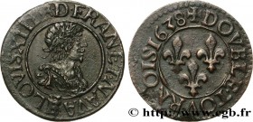 LOUIS XIII
Type : Double tournois, 16e type 
Date : 1638 
Mint name / Town : Tours 
Metal : copper 
Diameter : 19,5  mm
Orientation dies : 6  h.
Weigh...