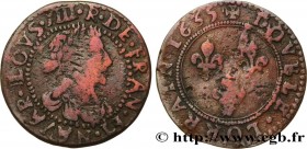 LOUIS XIII
Type : Double lorrain, type 7 
Date : 1635 
Mint name / Town : Stenay 
Metal : copper 
Diameter : 20  mm
Orientation dies : 6  h.
Weight : ...