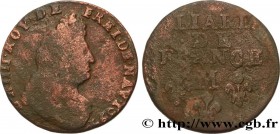 LOUIS XIV "THE SUN KING"
Type : Liard, 3e type, buste âgé 
Date : 1694 
Mint name / Town : Toulouse 
Quantity minted : 49290 
Metal : copper 
Diameter...