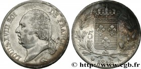 LOUIS XVIII
Type : 5 francs Louis XVIII, tête nue 
Date : 1816  
Mint name / Town : Paris 
Quantity minted : 3208052 
Metal : silver 
Millesimal finen...