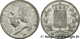 LOUIS XVIII
Type : 5 francs Louis XVIII, tête nue 
Date : 1822 
Mint name / Town : Rouen 
Quantity minted : 896.502 
Metal : silver 
Diameter : 37  mm...