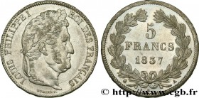 LOUIS-PHILIPPE I
Type : 5 francs IIe type Domard 
Date : 1837 
Mint name / Town : Paris 
Quantity minted : 6882552 
Metal : silver 
Millesimal finenes...