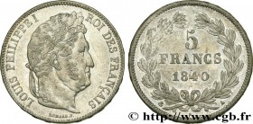 LOUIS-PHILIPPE I
Type : 5 francs IIe type Domard 
Date : 1840 
Mint name / Town : Paris 
Quantity minted : 4.747.556 
Metal : silver 
Millesimal finen...
