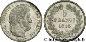 LOUIS-PHILIPPE I
Type : 5 francs IIe type Domard 
Date : 1843 
Mint name / Town : Rouen 
Quantity minted : 2457312 
Metal : silver 
Millesimal finenes...