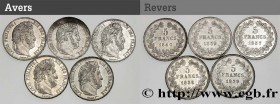 LOUIS-PHILIPPE I
Type : Lot de cinq pièces de 5 francs IIe type Domard 
Date : n.d. 
Mint name / Town : s.l. 
Quantity minted : --- 
Metal : silver 
M...