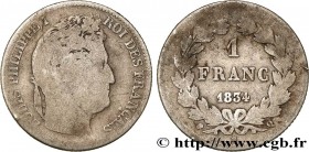LOUIS-PHILIPPE I
Type : 1 franc Louis-Philippe, couronne de chêne 
Date : 1834 
Mint name / Town : Perpignan 
Quantity minted : 56628 
Metal : silver ...