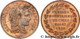 II REPUBLIC
Type : Essai au module de 20 francs de Barre 
Date : 1851 
Metal : bronze 
Diameter : 21  mm
Orientation dies : 6  h.
Weight : 3,47  g.
Ed...