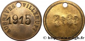 LOTS
Type : Jeton de présence à identifier - AUBRIVES VILLERUPT 
Date : 1915 
Metal : brass 
Diameter : 43  mm
Orientation dies : 6  h.
Weight : 16,37...