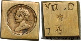 HENRI III - COIN WEIGHT
Type : Poids monétaire pour le teston 
Date : n.d. 
Mint name / Town : Paris 
Metal : brass 
Diameter : 15  mm
Orientation die...