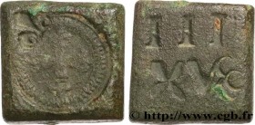 HENRI III TO LOUIS XIV - COIN WEIGHT
Type : Poids monétaire pour le huitième d’écu 
Date : n.d. 
Metal : brass 
Diameter : 12  mm
Orientation dies : 1...