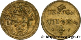 LOUIS XII TO HENRI III - COIN WEIGHT
Type : Poids monétaire pour le teston 
Date : n.d. 
Metal : brass 
Diameter : 22  mm
Orientation dies : 4  h.
Wei...