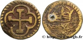 LOUIS XIII AND LOUIS XIV - COIN WEIGHT
Type : Poids monétaire pour le louis d’or aux huit L 
Date : n.d. 
Metal : brass 
Diameter : 18  mm
Orientation...