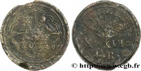 SPAIN (KINGDOM OF) - MONETARY WEIGHT
Type : Poids monétaire pour la 4 Reales 
Date : (XVIIe-XVIIIe siècles) 
Date : n.d. 
Metal : brass 
Diameter : 23...