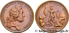 LOUIS XIV "THE SUN KING"
Type : Médaille, Strasbourg assujettie et Casale remise au roi 
Date : 1681 
Metal : copper 
Diameter : 41  mm
Weight : 31,77...
