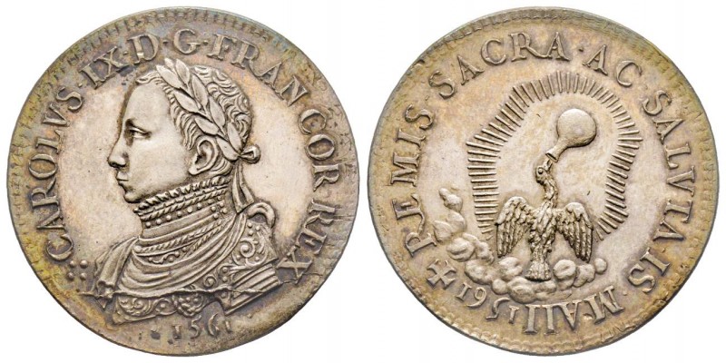 Charles IX, jeton argent du sacre à Reims, 1561, frappe postérieure, Paris, AG 1...