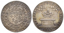 Très rare Jeton, Louis XIII, 1613, AG
Avers : LVDOVICVS. XIII. FRANC-ORVM. ET. NAVARRAE. REX Écus accolés de France et de Navarre couronnés, entourés ...