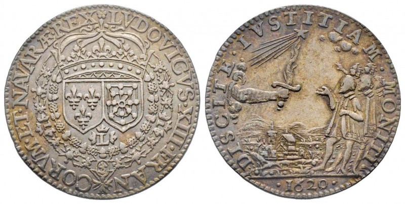 Très rare Jeton, Louis XIII, 1620, AG
Avers : LUDOVICUS. XIII. D. G. FRANCORUM....