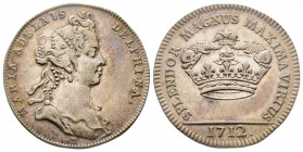 Dauphiné, Marie-Adélaïde de Savoie, dauphine, 1712, AG 6.55 g.
Avers : MARIA ADELAIS DELPHINA.
Buste à droite de Marie-Adélaïde de Savoie, au-dessous ...