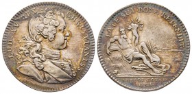 Jeton, Trésor royal, Louis XV, 1725, AG 7.81 g.
Avers : LUD. XV. REX - CHRISTIANISS. Buste à droite de Louis XV 
Revers: LATE. SUA. DONA. REPENDIT ; À...
