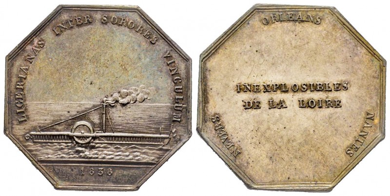 Jeton, Inexplosibles de la Loire, 1838, AG 13.17 g.
Avers : LIGERIANAS INTER SOR...