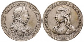 Médaille en argent, Charles (IX), 1560–1574, refrappe, 1565, AG 22.39 g. 
Avers : CAROLVS · IX · GALLIARVM REX CHRISTIANISS · I565 
Revers : KATHARI ·...