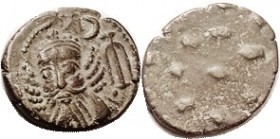 ELYMAIS, Orodes III, Æ Drachm, GIC-5910, Facg bust with bushy hair/dashes; VF, pale brown patina, face quite strong. (A VF brought $48 in my 3/04 sale...