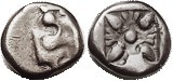 MILETOS, 1/12 Stater, 6th cent BC, Lion forepart, head left/star pattern in squa...